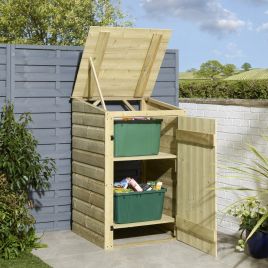 SHERBROOK Outdoor Recycling Box Store with Two Shelves - Natural