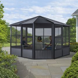 BRIXMONT Sojag Enclosed Solarium Hardtop Gazebo Aluminium Frame - 3.7mx3.7m