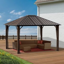 KINGSLEY Sojag Gazebo Aluminum Rustproof Frame Dark Grey - 3mx3.7m