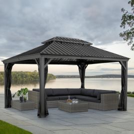 VALDORO Sojag Gazebo Aluminum Rustproof Frame Dark Grey - 3.7mx4.9m