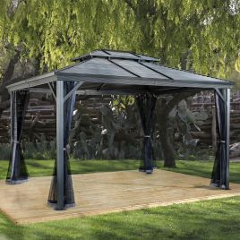 VENTARO Sojag Gazebo Aluminium Rustproof Frame Outdoor Shelter Dark Grey - 3mx3.7m