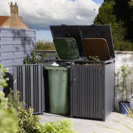 WEXLORD Double Metal Outdoor Bin Storage - Anthracite