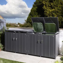 WEXLORD Quadruple Metal Outdoor Bin Storage - Anthracite