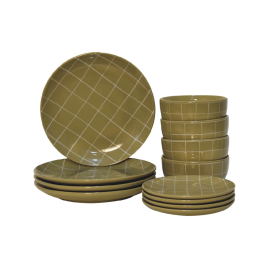 Sleek Luxurious Dinnerware Set - Olive Green
