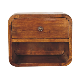Bedside Table - TINY Nightstand with Open Slot Chestnut 30cm