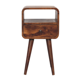 Bedside Table - RUSTICO 1 Drawer Nightstand Chestnut 40cm