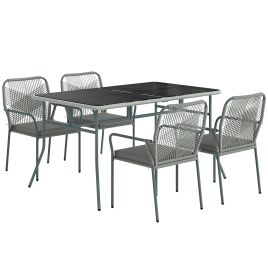 SUNVISTA Five Piece PE Rattan Garden Dining Set Light Grey