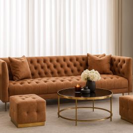 KENTMERE Leather 3 Seater Sofa - Brown