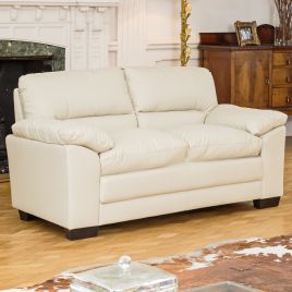 2 Seater Sofa - LEVRANO Leather Sofa - Cream