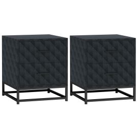 HERON Bedside Tables Set of 2 Modern Bedside Table Nightstand Black