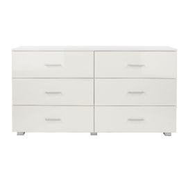 White Chest of Drawers - LINTON Large Chest  6 Drawers  Double Chest
