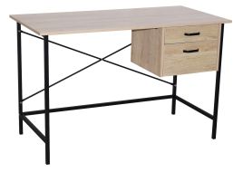 Home office Desk 2 Drawer Desk with Metal Legs - Oak