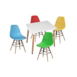 Polastro Modern Sophistication High Gloss Dining Table with Solid Beech Legs Square - White