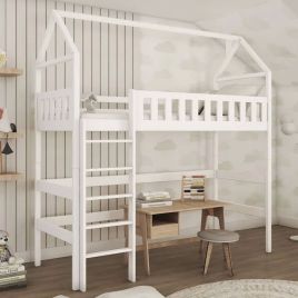 Maxwell Rex Wooden Loft Bed with Foam Mattress - White