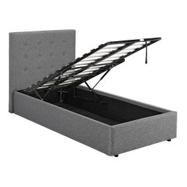 Lucca Plus Classic Linen Fabric Ottoman Bed Single 3ft - Grey