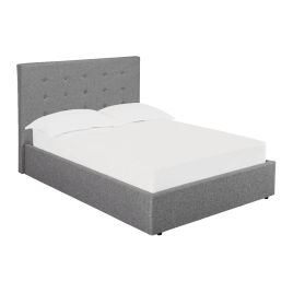 Lucca Plus Classic Linen Fabric Ottoman Bed Kingsize 5ft - Grey