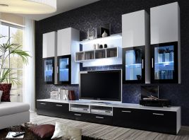 Harp Entertainment Unit - Black Gloss and White Gloss
