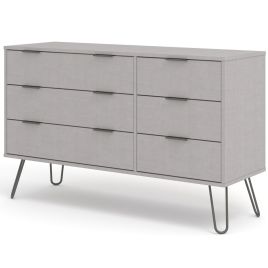 Grey Chest of Drawers - ARTA Large Chest 6 Drawers Double Chest