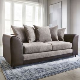 LINACRE 3 Seater Sofa - Brown and Beige