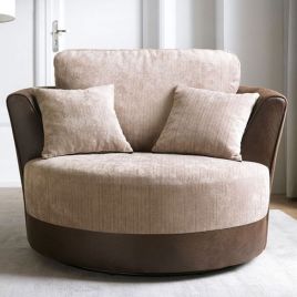 LINACRE Swivel Chair - Brown and Beige