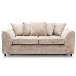 GILLIVER Crushed Chenille Fabric 3 Seater Scatterback Sofa - Cream