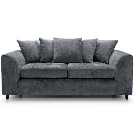 GILLIVER Crushed Chenille Fabric 3 Seater Scatterback Sofa - Dark Grey
