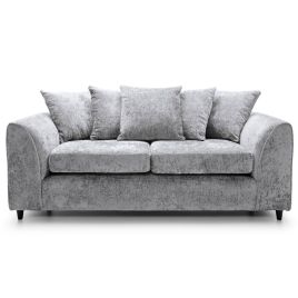 GILLIVER Crushed Chenille Fabric 3 Seater Scatterback Sofa - Light Grey