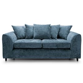 GILLIVER Crushed Chenille Fabric 3 Seater Scatterback Sofa - Dark Blue
