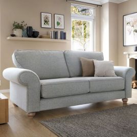 ZAZZLES Chenille Fabric 3 Seater Fullback Sofa - Light Grey