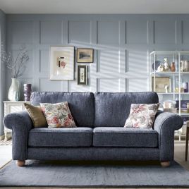 ZAZZLES Chenille Fabric 3 Seater Fullback Sofa - Dark Blue