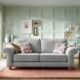 ZAZZLES Chenille Fabric 3 Seater Fullback Sofa - Ash Grey