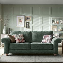 ZAZZLES Chenille Fabric 3 Seater Fullback Sofa - Jungle Green