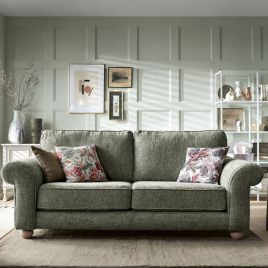 ZAZZLES Chenille Fabric 3 Seater Fullback Sofa - Rifle Green