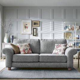 ZAZZLES Chenille Fabric 3 Seater Fullback Sofa - Steel Grey