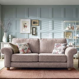 ZAZZLES Chenille Fabric 3 Seater Fullback Sofa - Woodrose