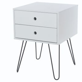 Telford with Metal 2 Drawer Bedside Cabinet - White
