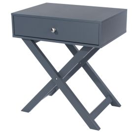 X Leg 1 Drawer Petite Bedside Cabinet - Midnight Blue Grey