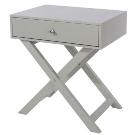 X Leg 1 Drawer Petite Bedside Cabinet - Grey