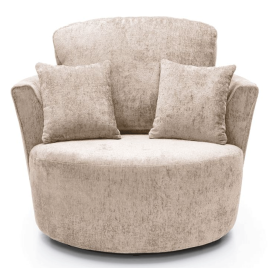 GILLIVER Crushed Chenille Fabric Swivel Chair - Cream
