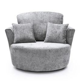 GILLIVER Crushed Chenille Fabric Swivel Chair - Light Grey