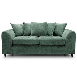 GILLIVER Crushed Chenille Fabric 3 Seater Scatterback Sofa - Rifle Green
