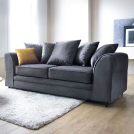 BETHAN Velvet 3 Seater Sofa - Dark Grey
