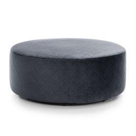 BETHAN Velvet Swivel Large Footstool - Dark Grey