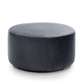BETHAN Velvet Swivel Footstool - Dark Grey