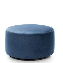 BETHAN Velvet Swivel Footstool - Dark Blue