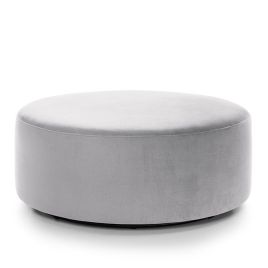 BETHAN Velvet Qulited Large Swivel Footstool - Light Grey