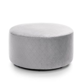 BETHAN Velvet Qulited Swivel Footstool - Light Grey
