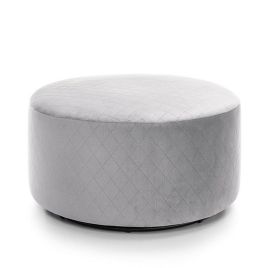 BETHAN Velvet Swivel Footstool - Light Grey
