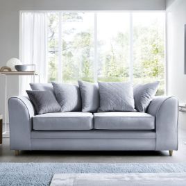 BETHAN Velvet 3 Seater Sofa - Silver Blue