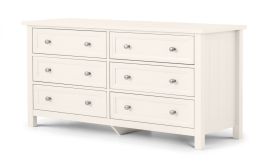 White Chest of Drawers - MALTON Large Chest  6 Drawers  Double Chest